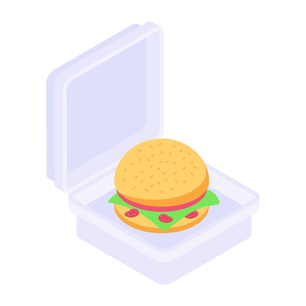 scatola di hamburger e fast food vettore