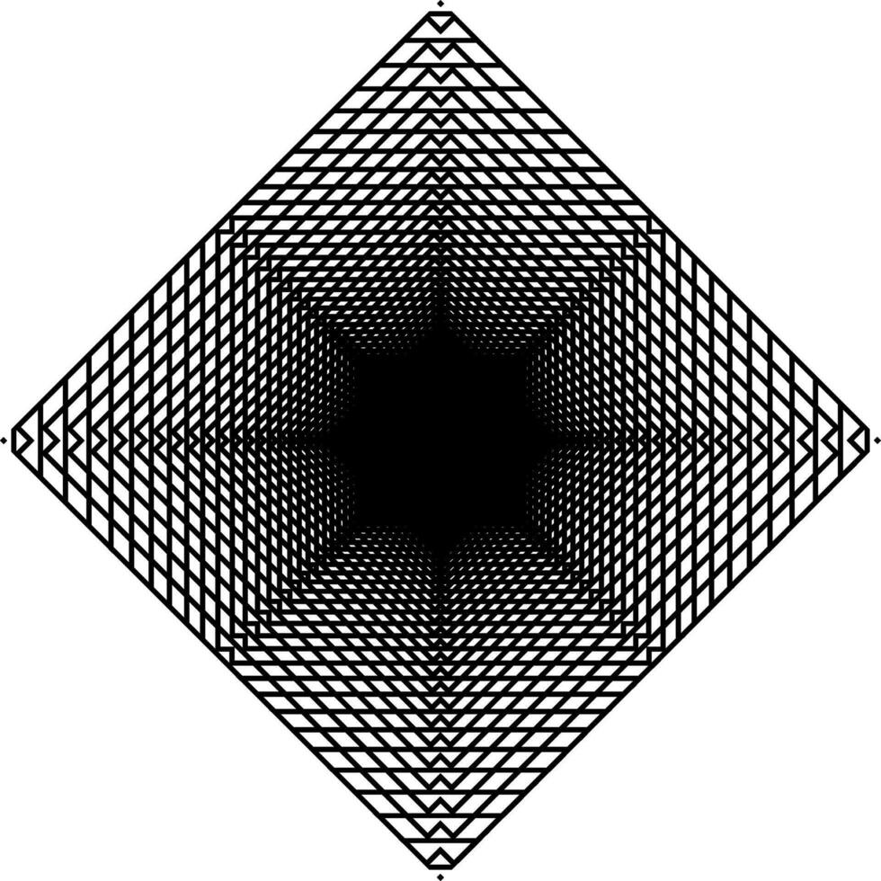 visivo di il ottico illusione creato a partire dal piazza Linee composizione, può uso per sfondo, decorazione, sfondo, piastrella, tappeto modello, moderno motivi, contemporaneo ornato, o grafico design elemento vettore