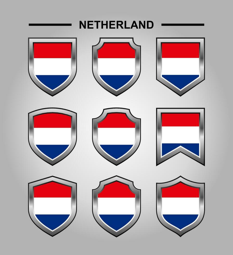 Olanda nazionale emblemi bandiera con lusso scudo vettore