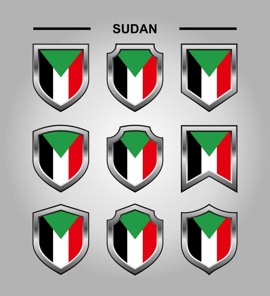 Sudan nazionale emblemi bandiera e lusso scudo vettore