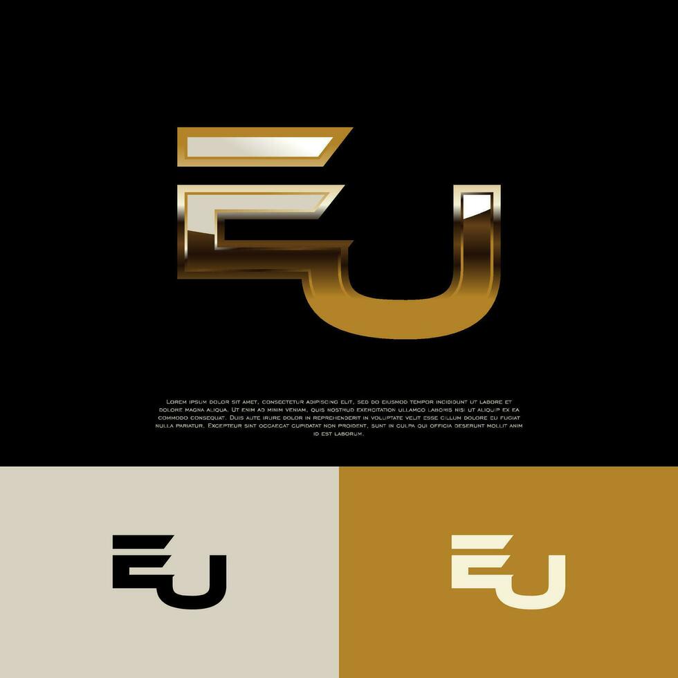 Unione Europea iniziale alfabeto logo lettera nel nero oro colore vettore