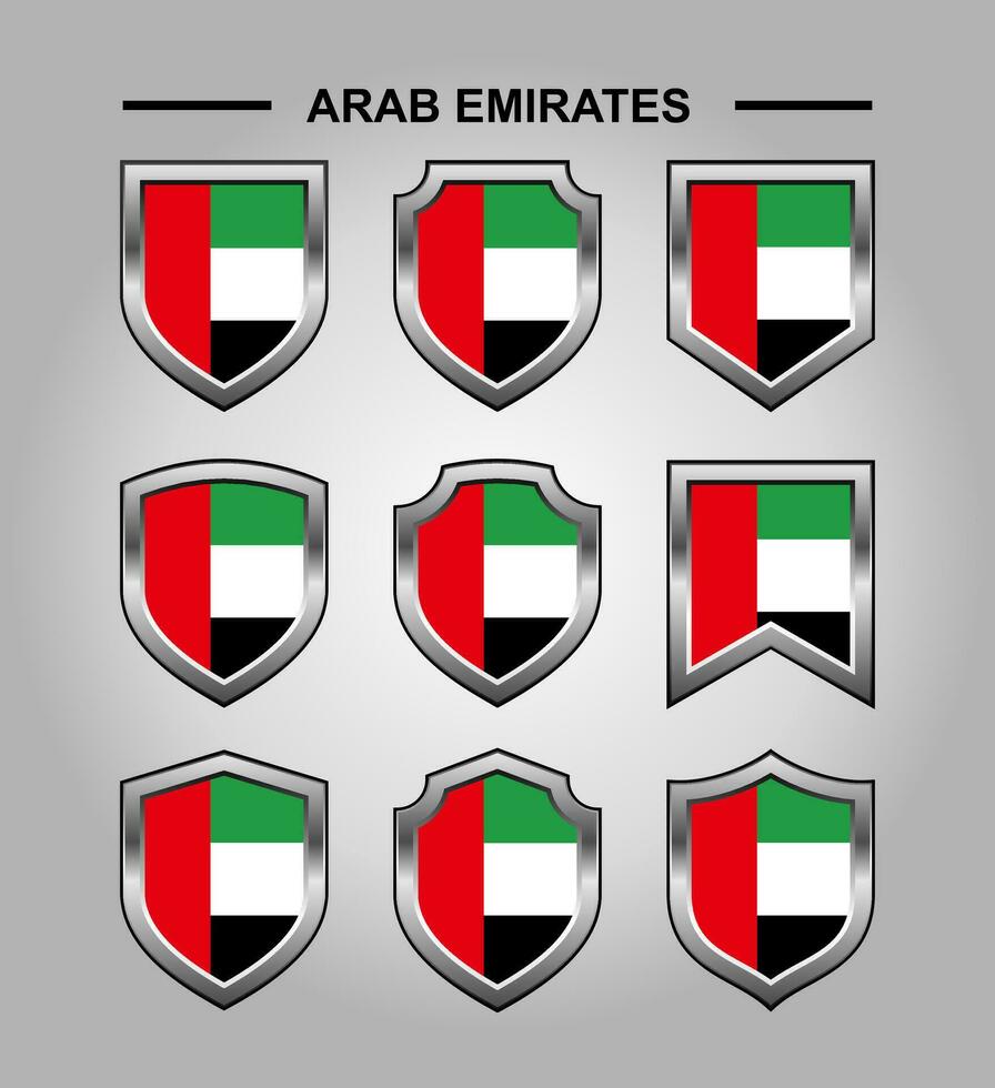 arabo Emirates nazionale emblemi bandiera con lusso scudo vettore