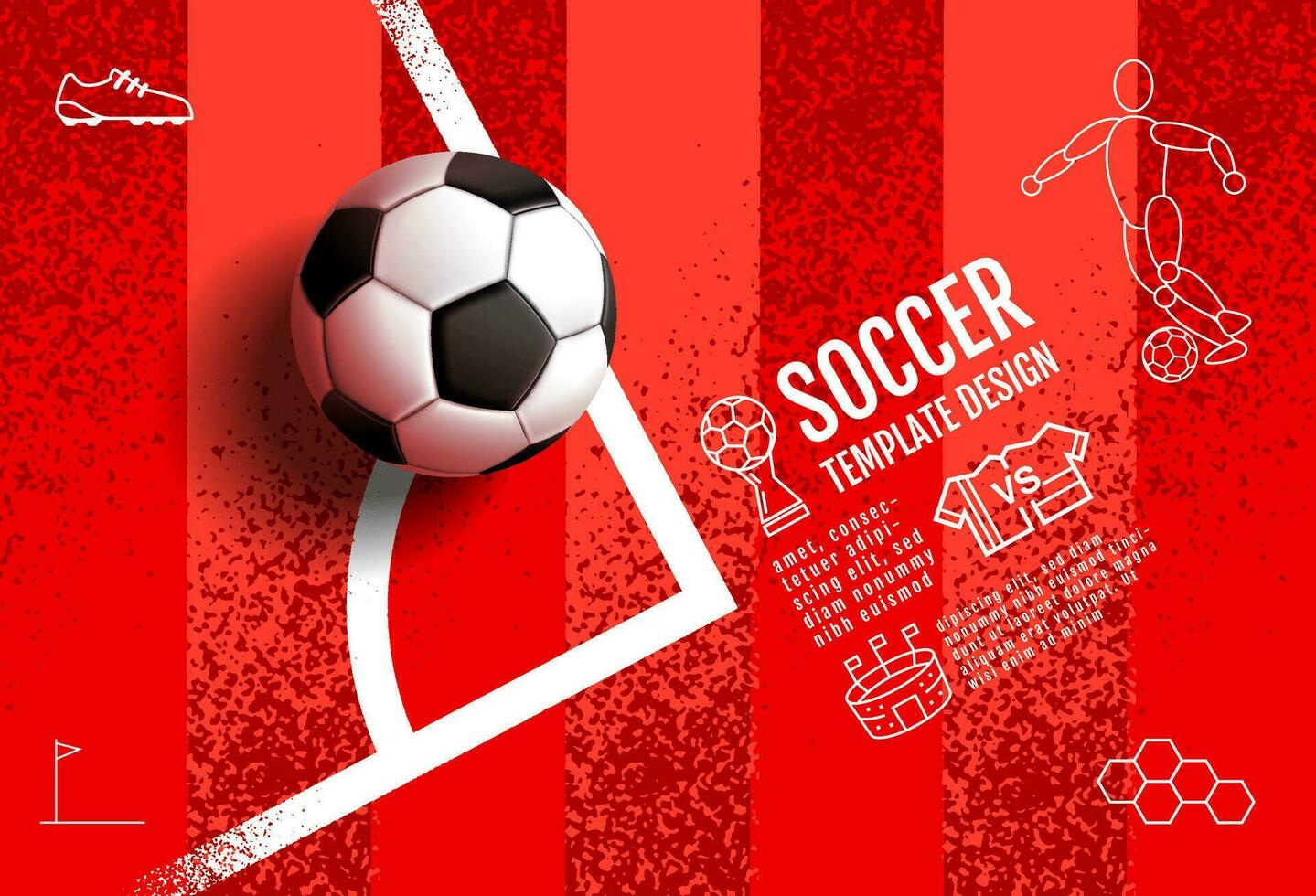 calcio modello design , calcio striscione, sport disposizione disegno, rosso tema, vettore