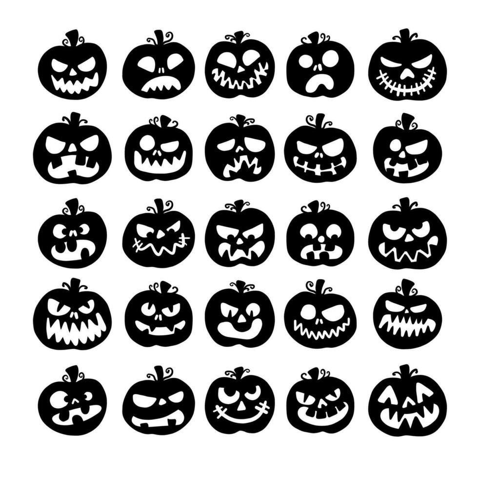 collezione di silhouette di zucca di halloween vettore
