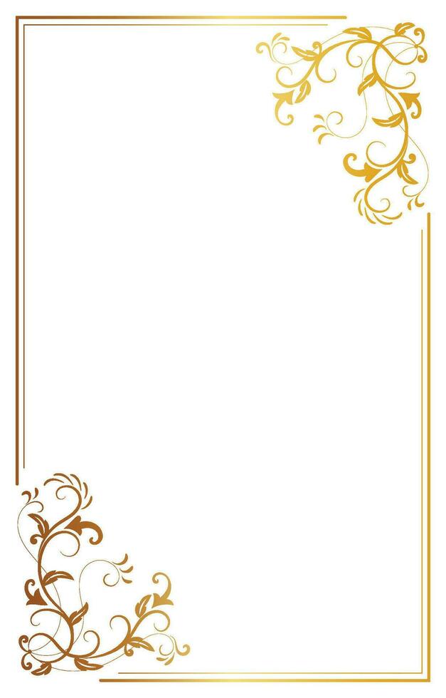 Vintage ▾ confine d'oro astratto fiori, magro linee, per nozze carte, inviti. vettore