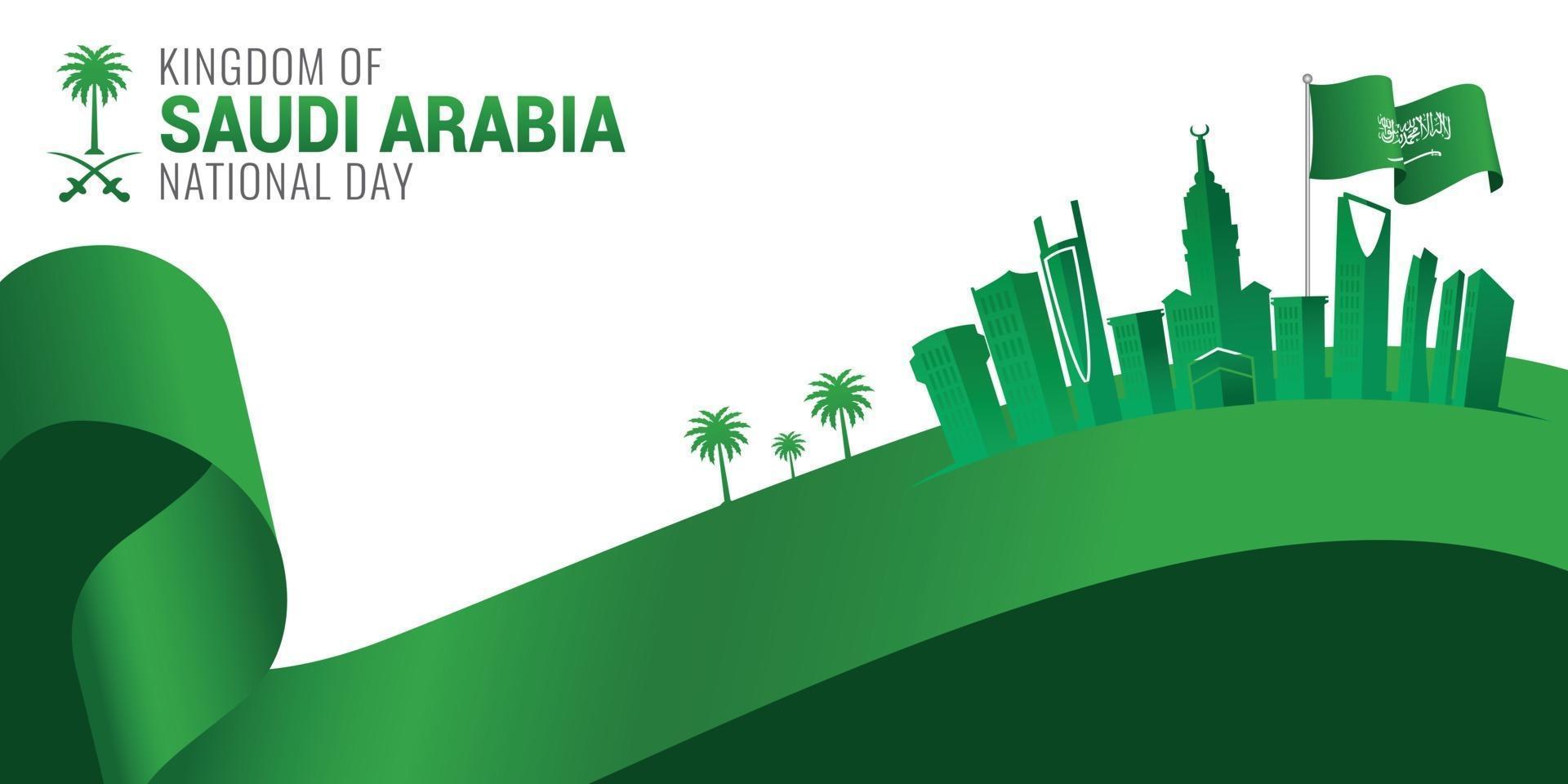 bandiera della celebrazione della festa nazionale dell'arabia saudita vettore