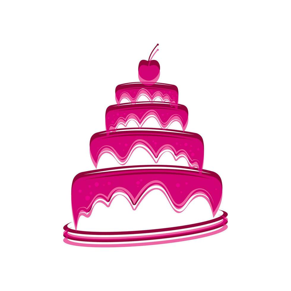 dolce torta modello logo design vettore illustrazione
