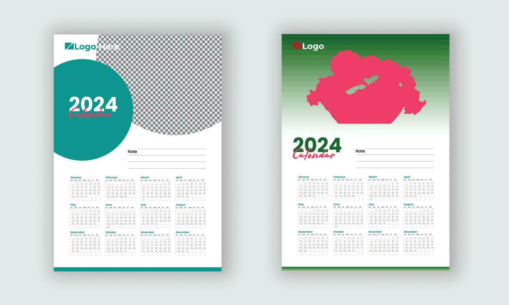 calendario 2024, 2025 vettore calendario design impostare. il settimana inizia su Domenica o parete calendari nel un' minimalista stile
