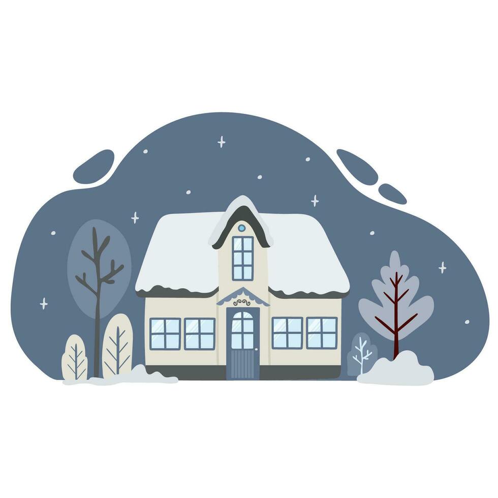 paesaggio con europeo Casa edifici con Natale decorazione su facciate. vecchio città le case con neve su tetto, decorato per natale. vettore