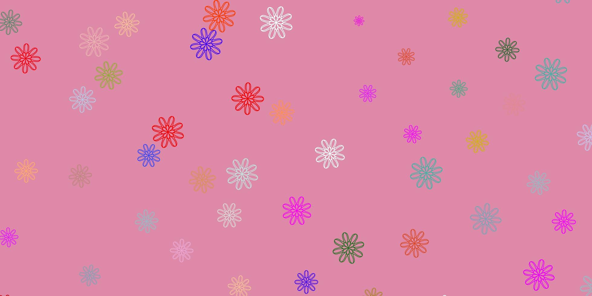 trama di doodle vettoriale multicolore chiaro con fiori.