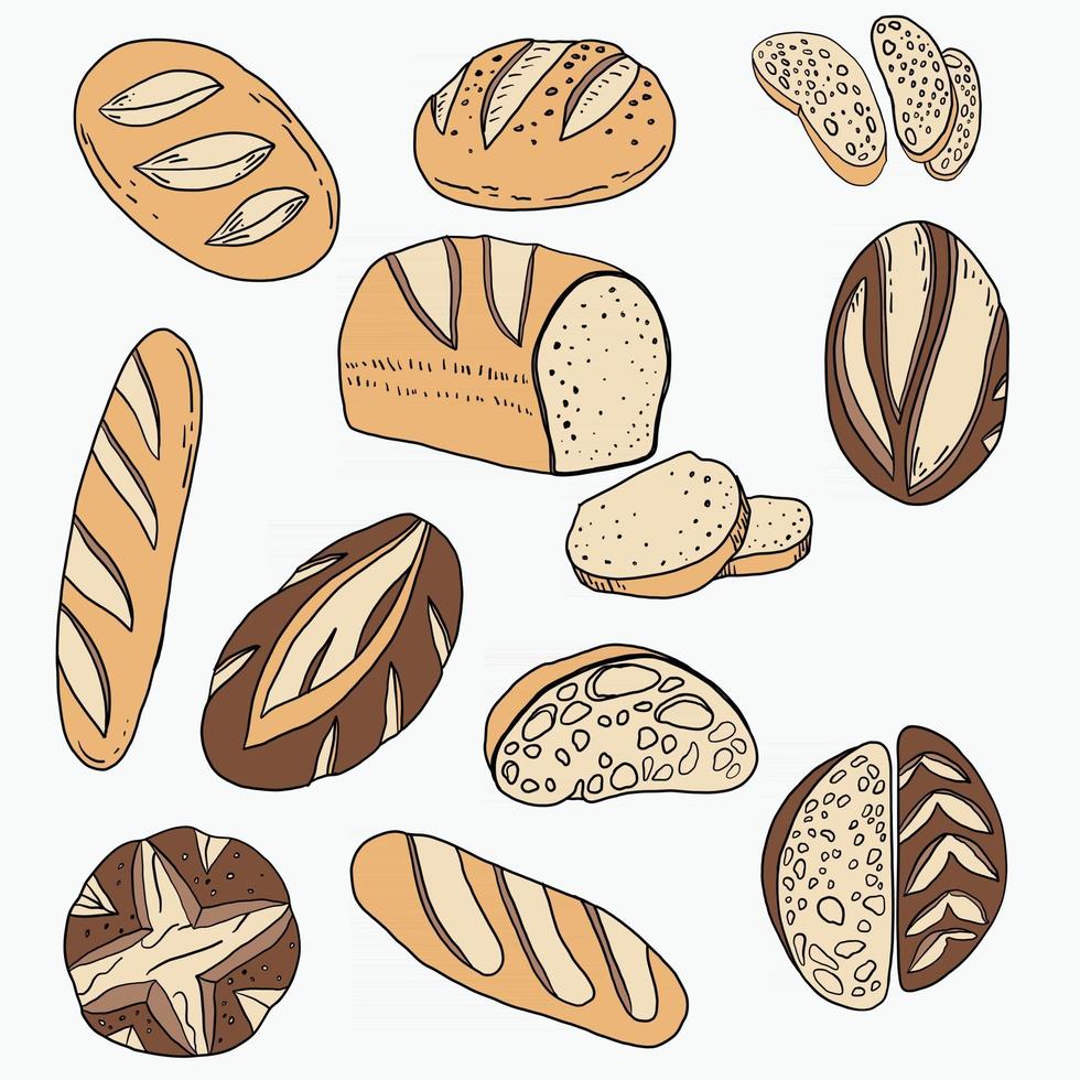 doodle schizzo a mano libera disegno del pane. vettore