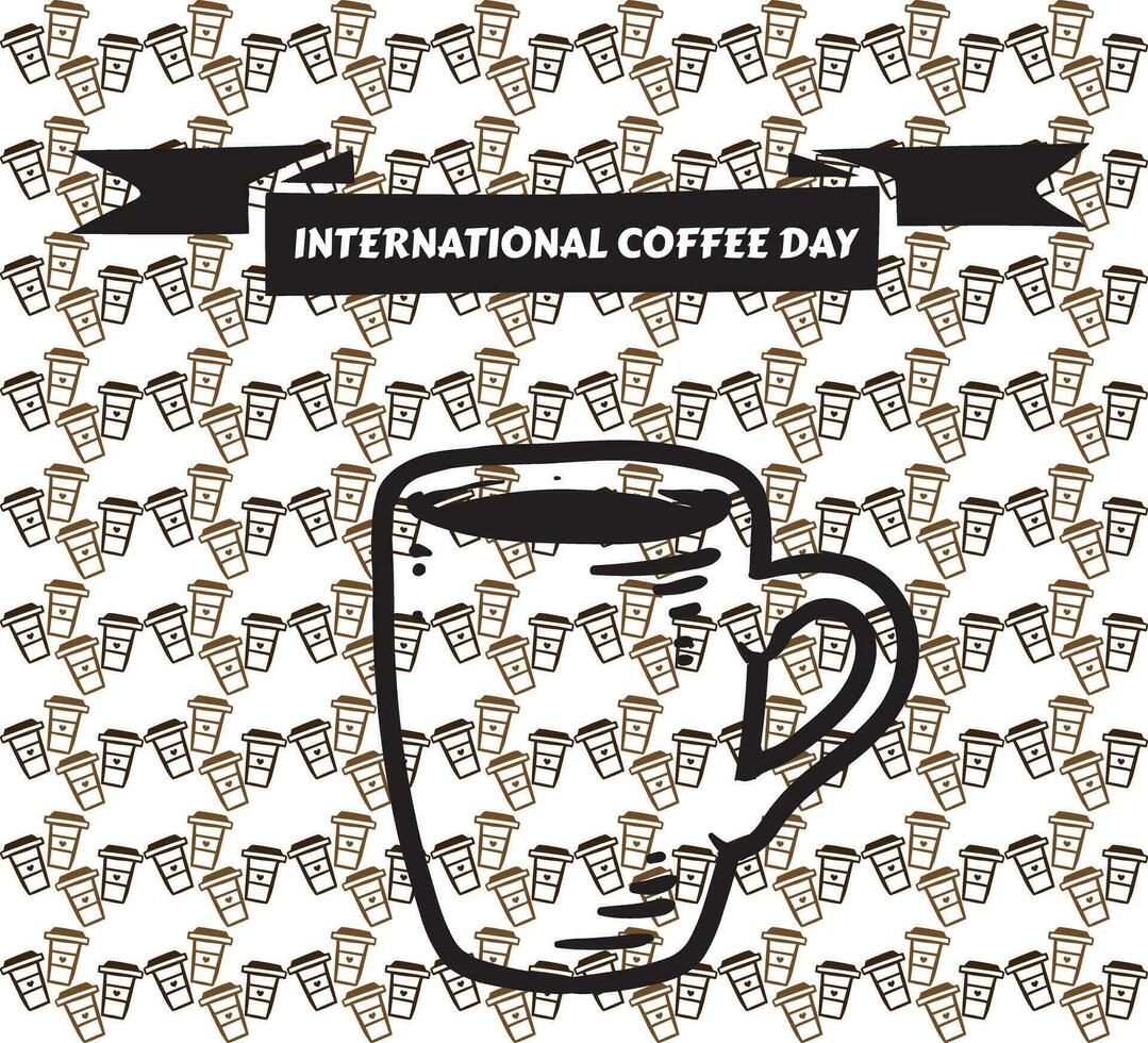 pubblicità manifesto di Due caffè tazze con caffè volante e fagioli, caffè tazza sociale media inviare, caffè tazza Annunci design nel un' creativo modo vettore