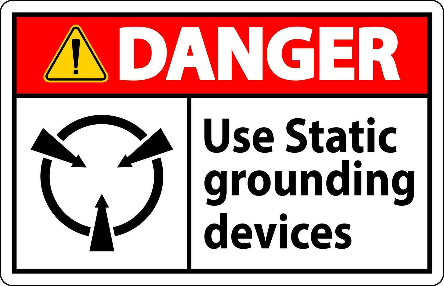 Pericolo cartello uso statico messa a terra dispositivi vettore