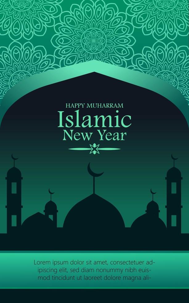 modello di auguri di capodanno islamico vettore