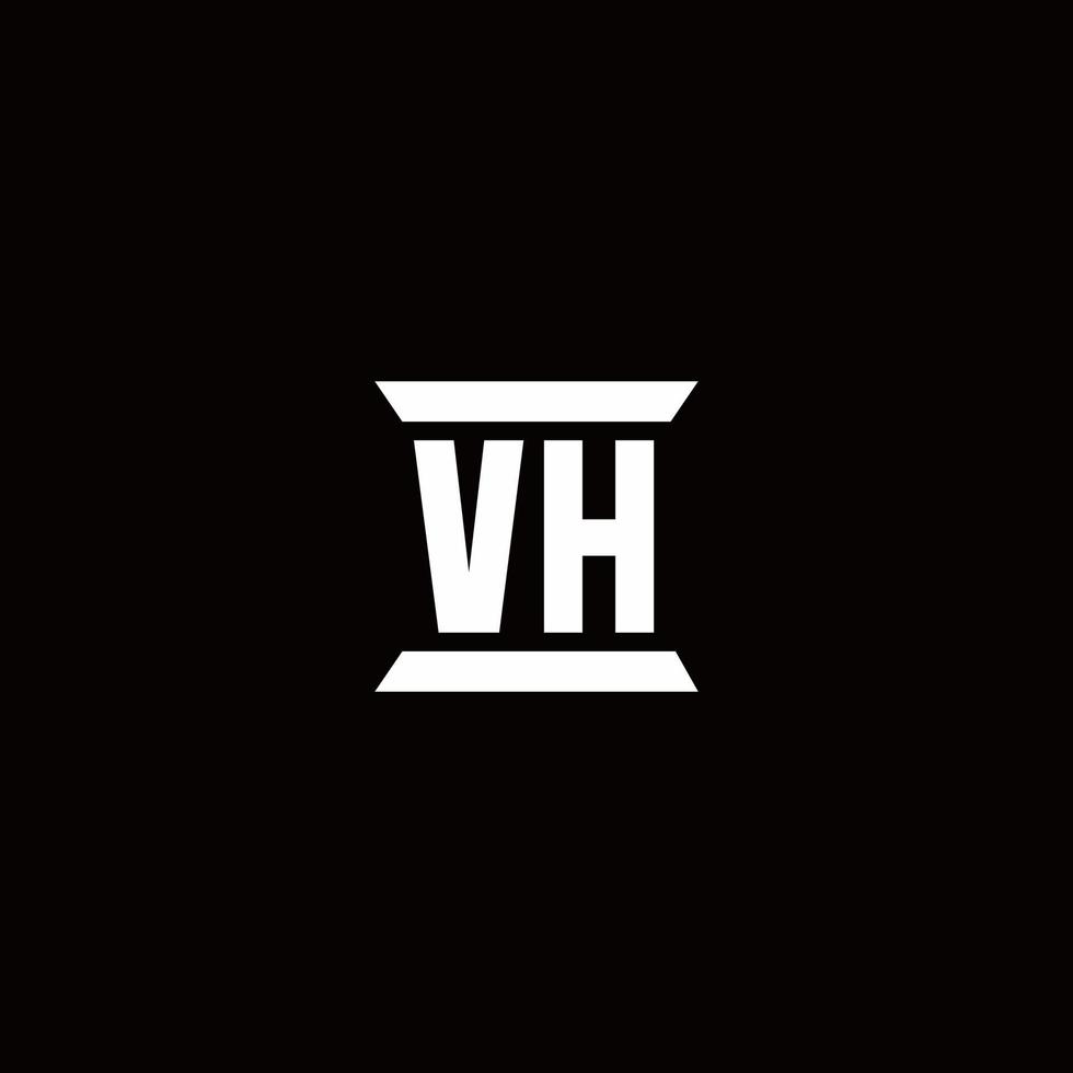 vh logo monogramma con modello di design a forma di pilastro vettore