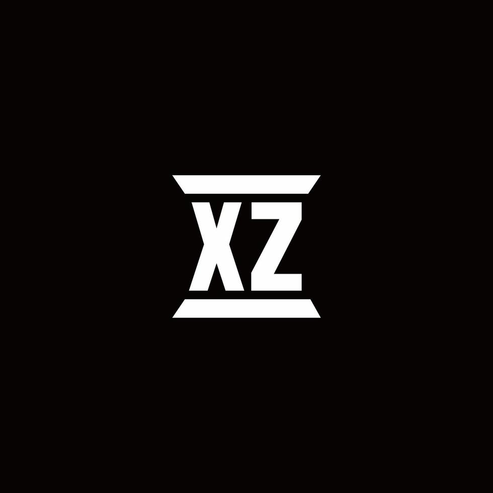 xz logo monogramma con modello di design a forma di pilastro vettore