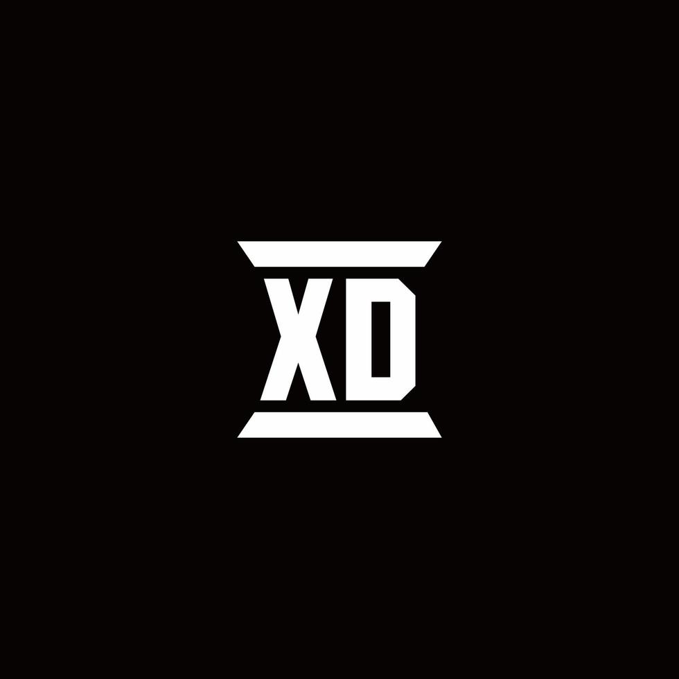 xd logo monogramma con modello di design a forma di pilastro vettore