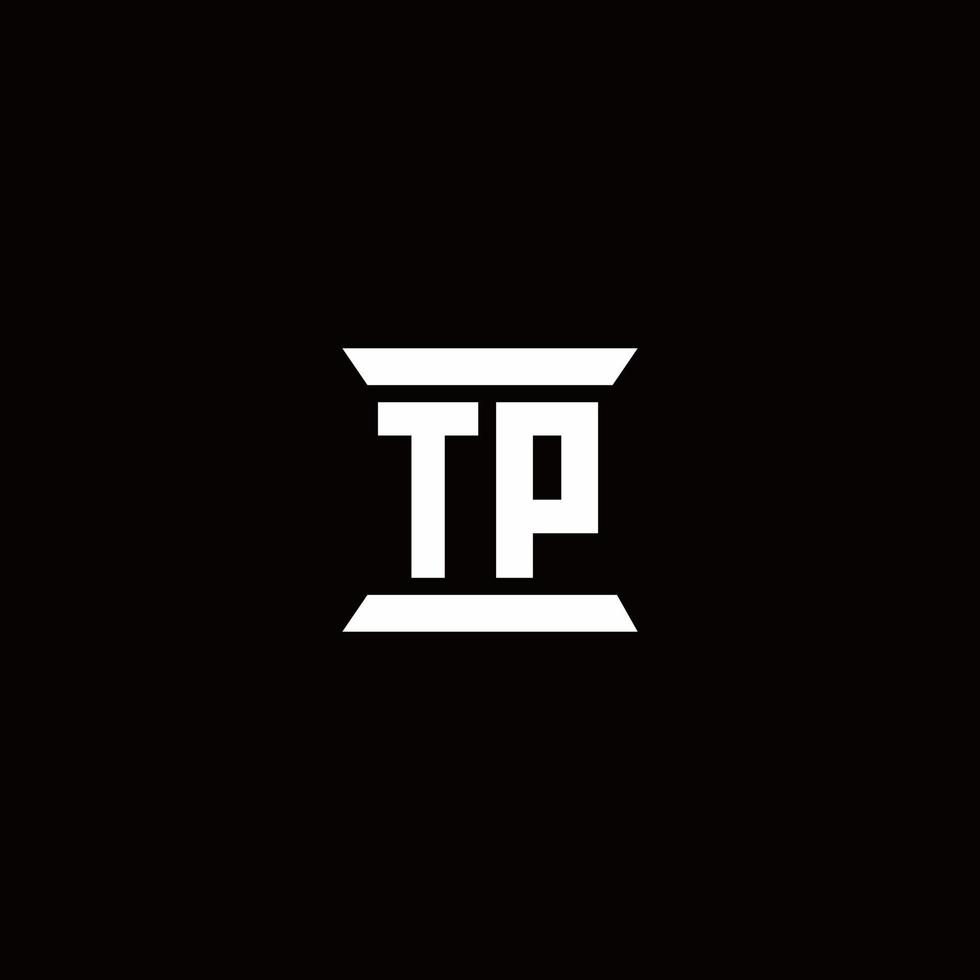 tp logo monogramma con modello di design a forma di pilastro vettore