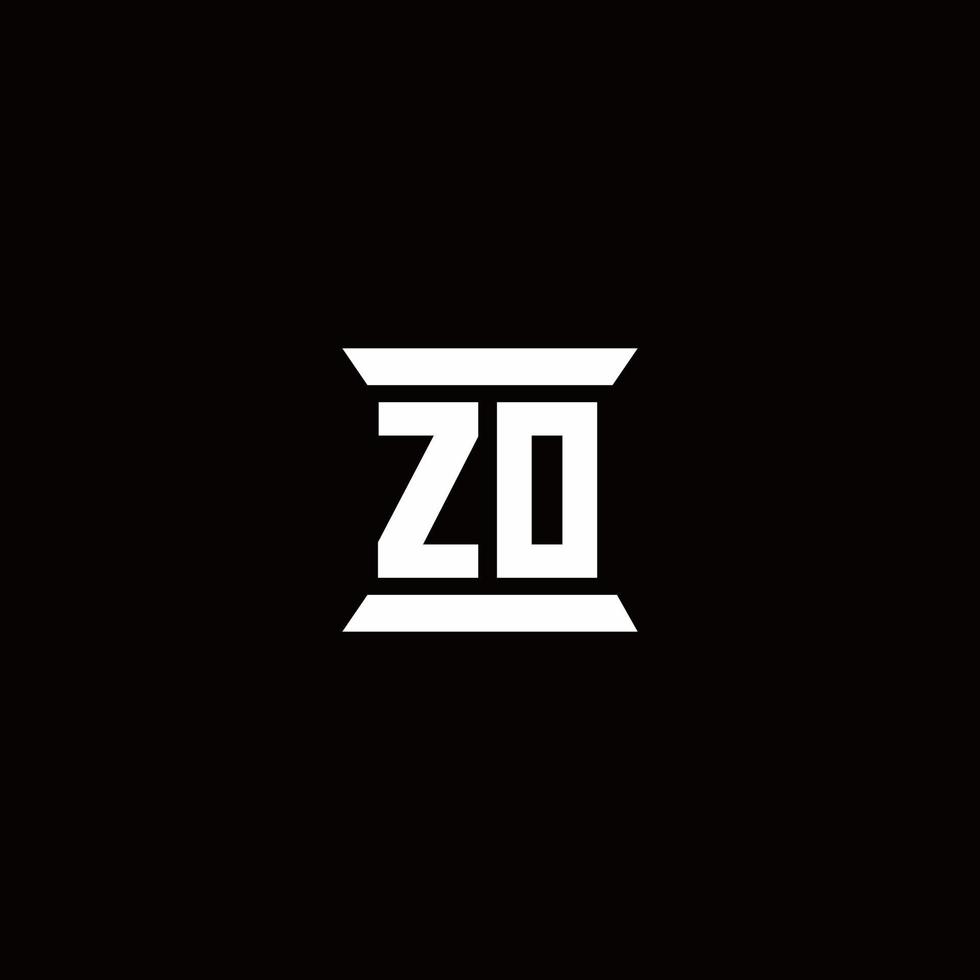 zo logo monogramma con modello di design a forma di pilastro vettore