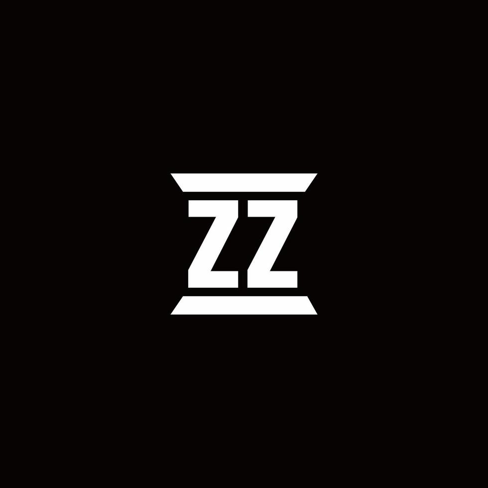 zz logo monogramma con modello di design a forma di pilastro vettore