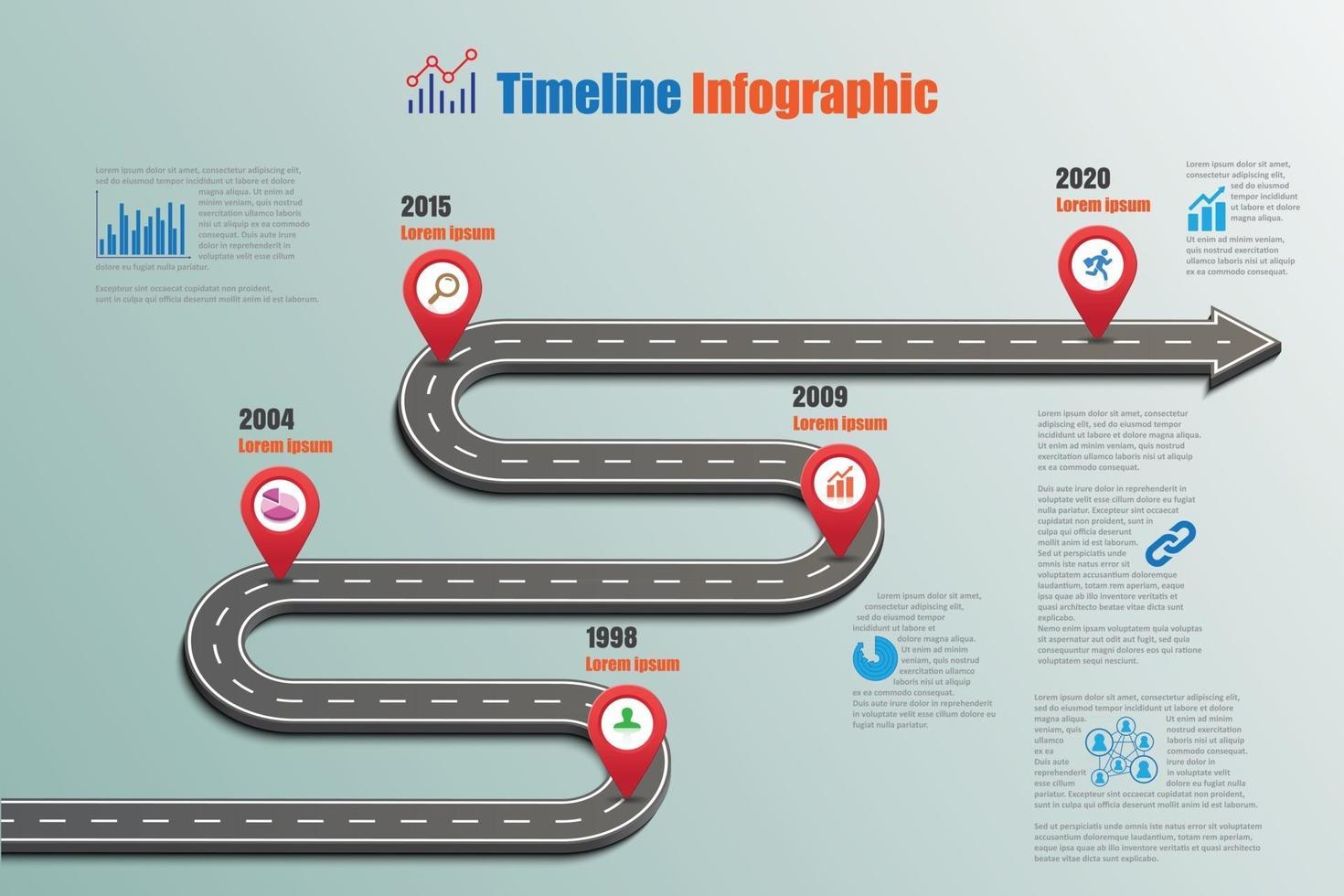 business roadmap timeline modello infografico illustrazione vettoriale