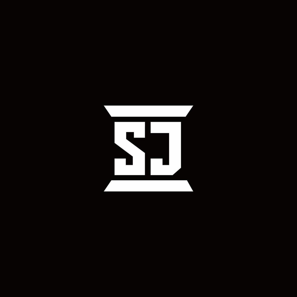 sj logo monogramma con modello di design a forma di pilastro vettore
