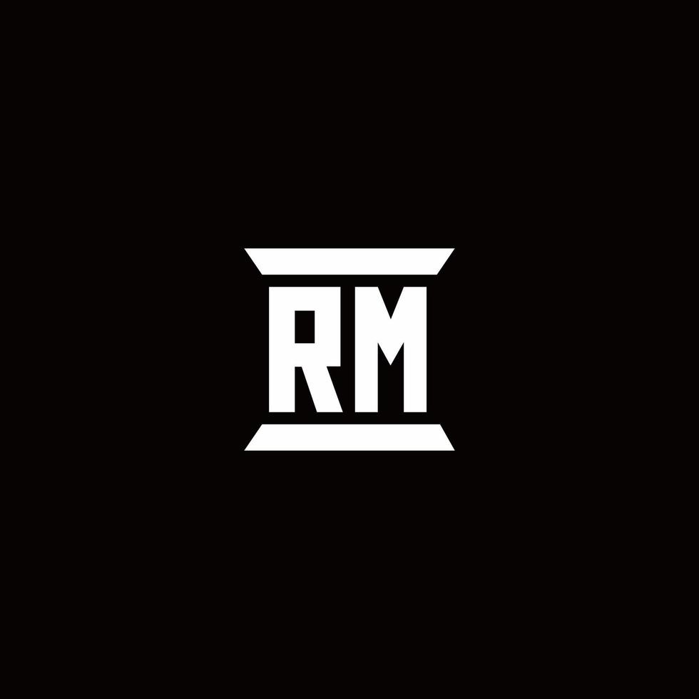 rm logo monogramma con modello di design a forma di pilastro vettore