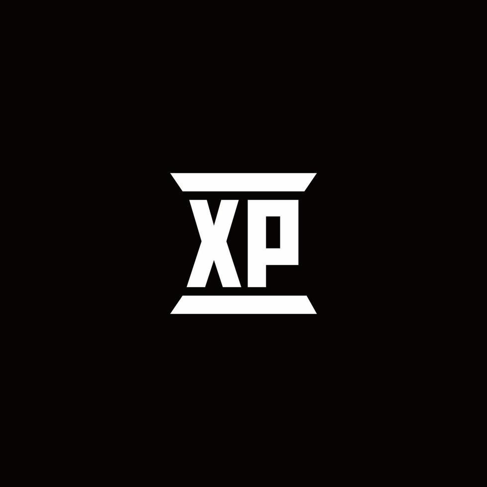 xp logo monogramma con modello di design a forma di pilastro vettore