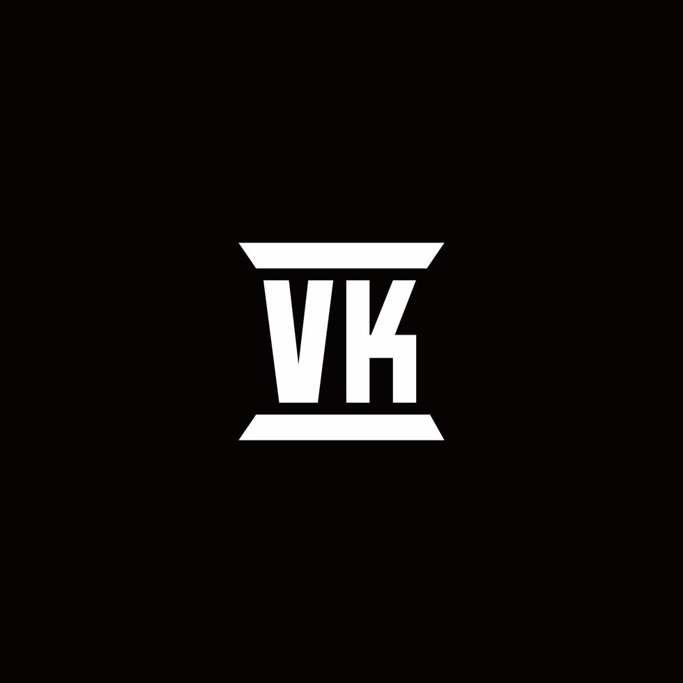 monogramma logo vk con modello di design a forma di pilastro vettore