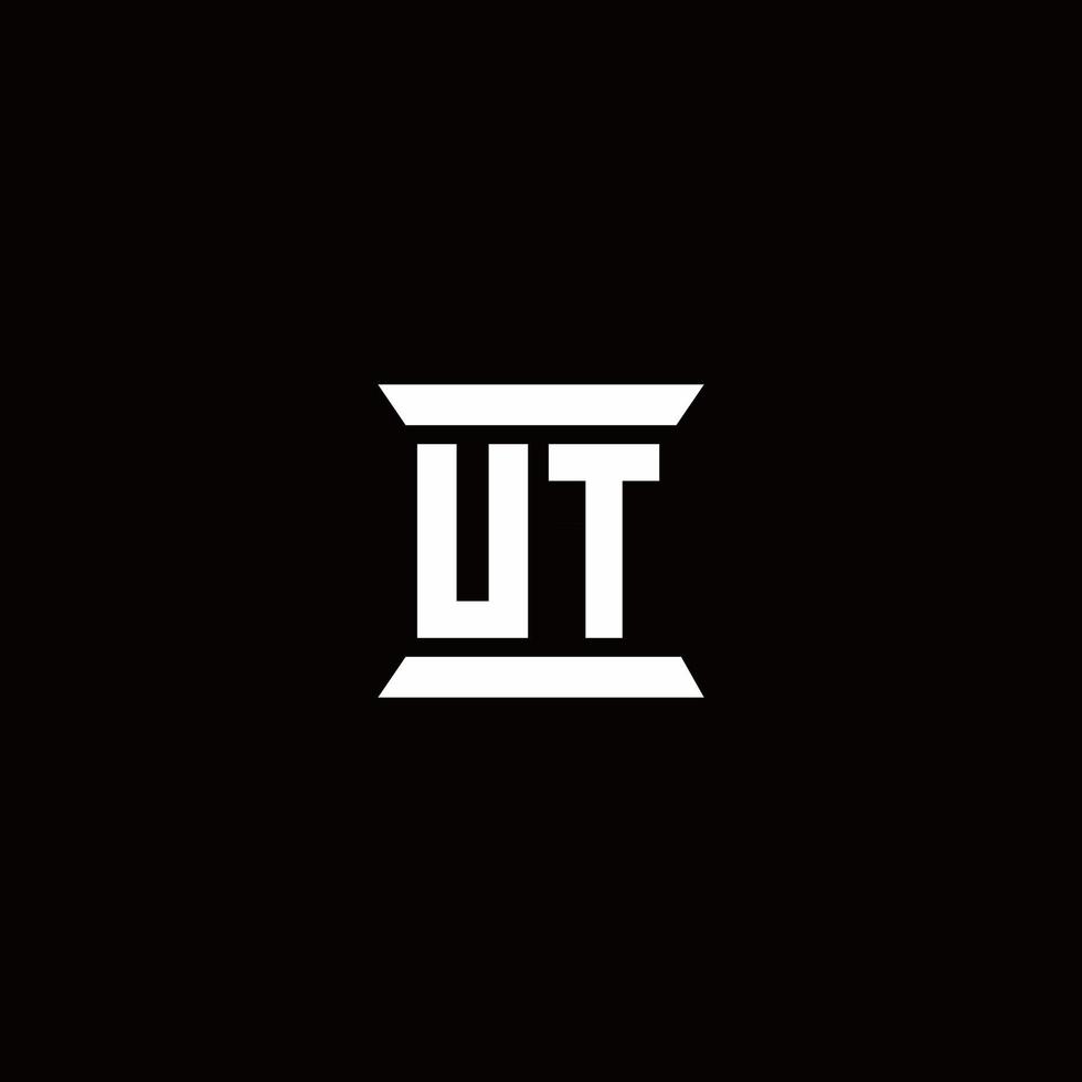 ut logo monogramma con modello di design a forma di pilastro vettore