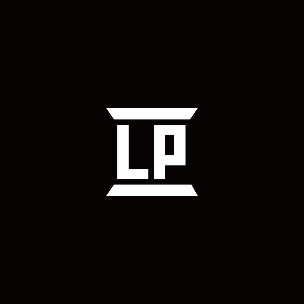 lp logo monogramma con modello di design a forma di pilastro vettore