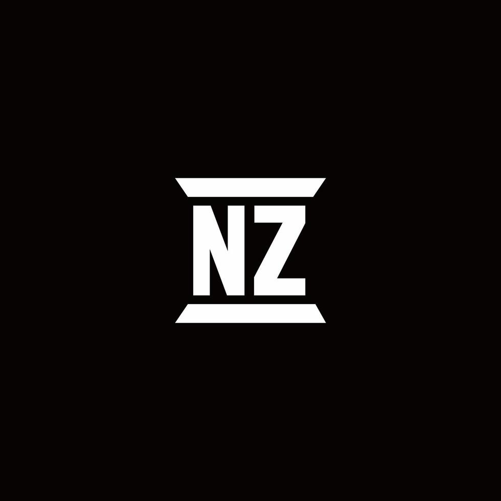 nz logo monogramma con modello di design a forma di pilastro vettore