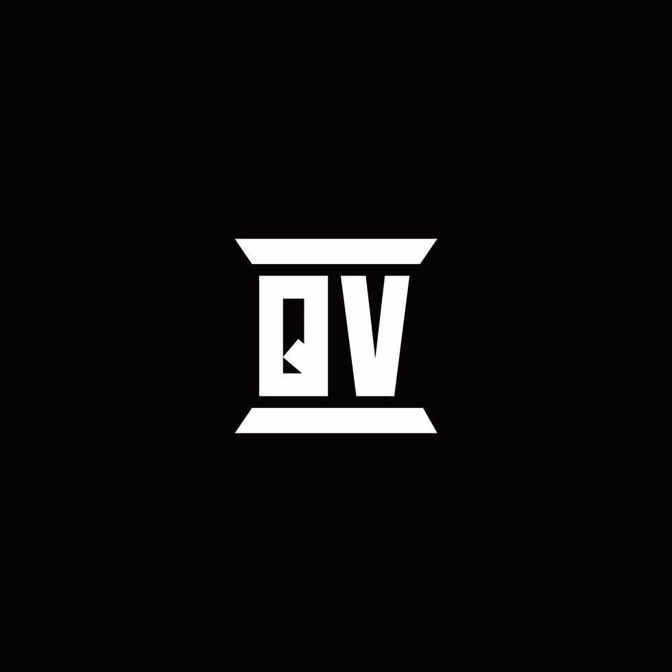 qv logo monogramma con modello di design a forma di pilastro vettore