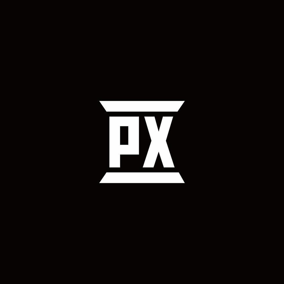 px logo monogramma con modello di design a forma di pilastro vettore