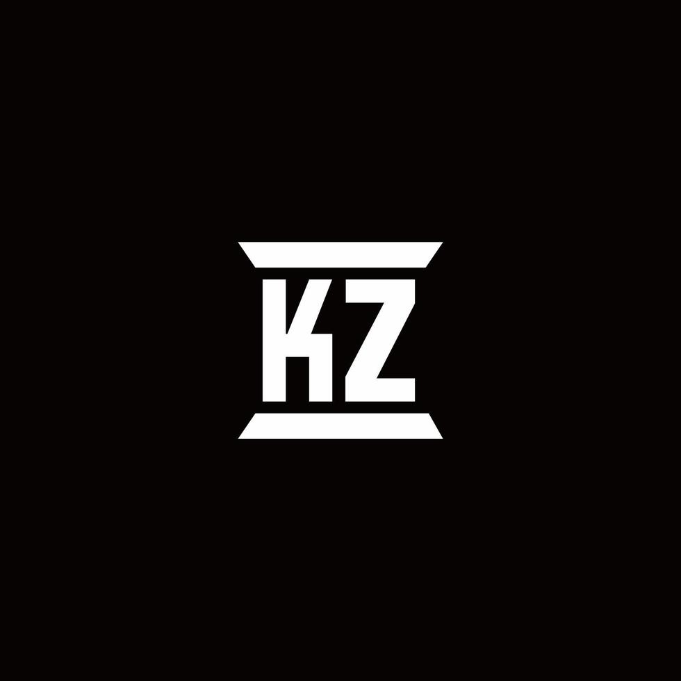 kz logo monogramma con modello di design a forma di pilastro vettore