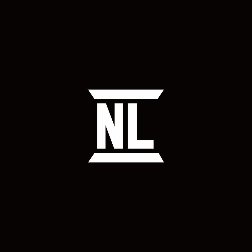 nl logo monogramma con modello di design a forma di pilastro vettore