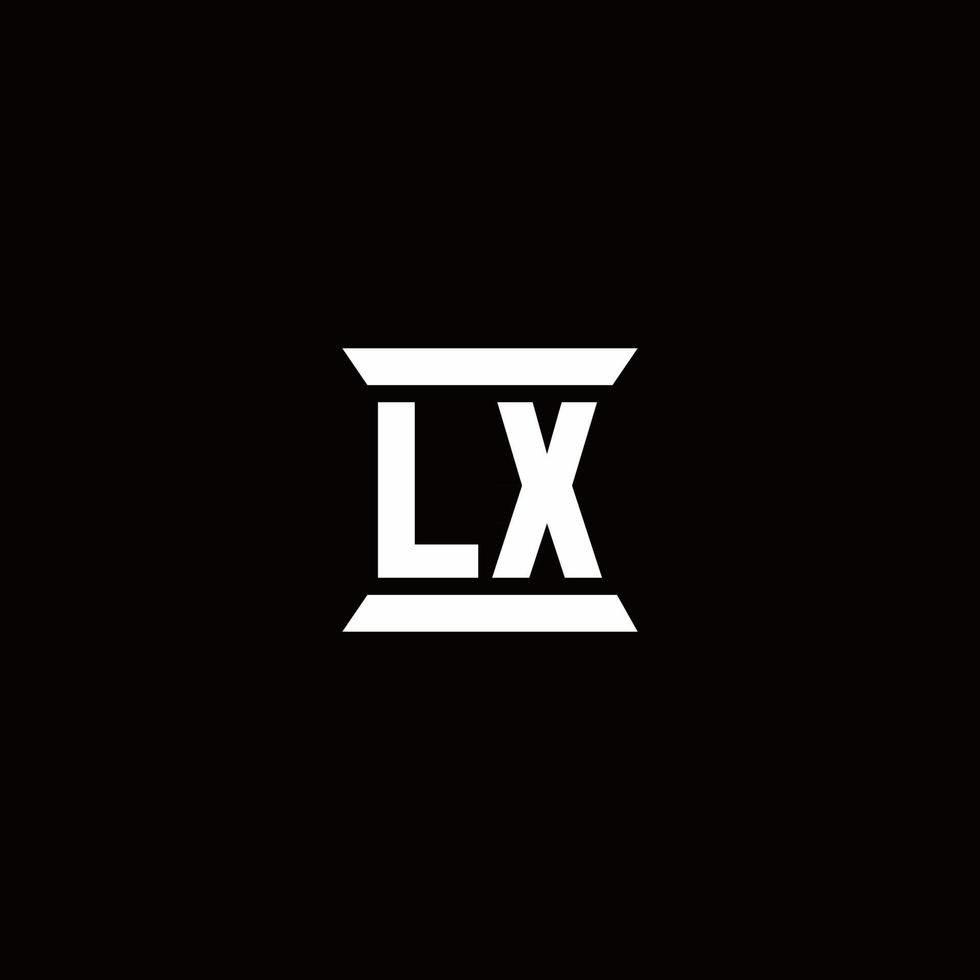 lx logo monogramma con modello di design a forma di pilastro vettore