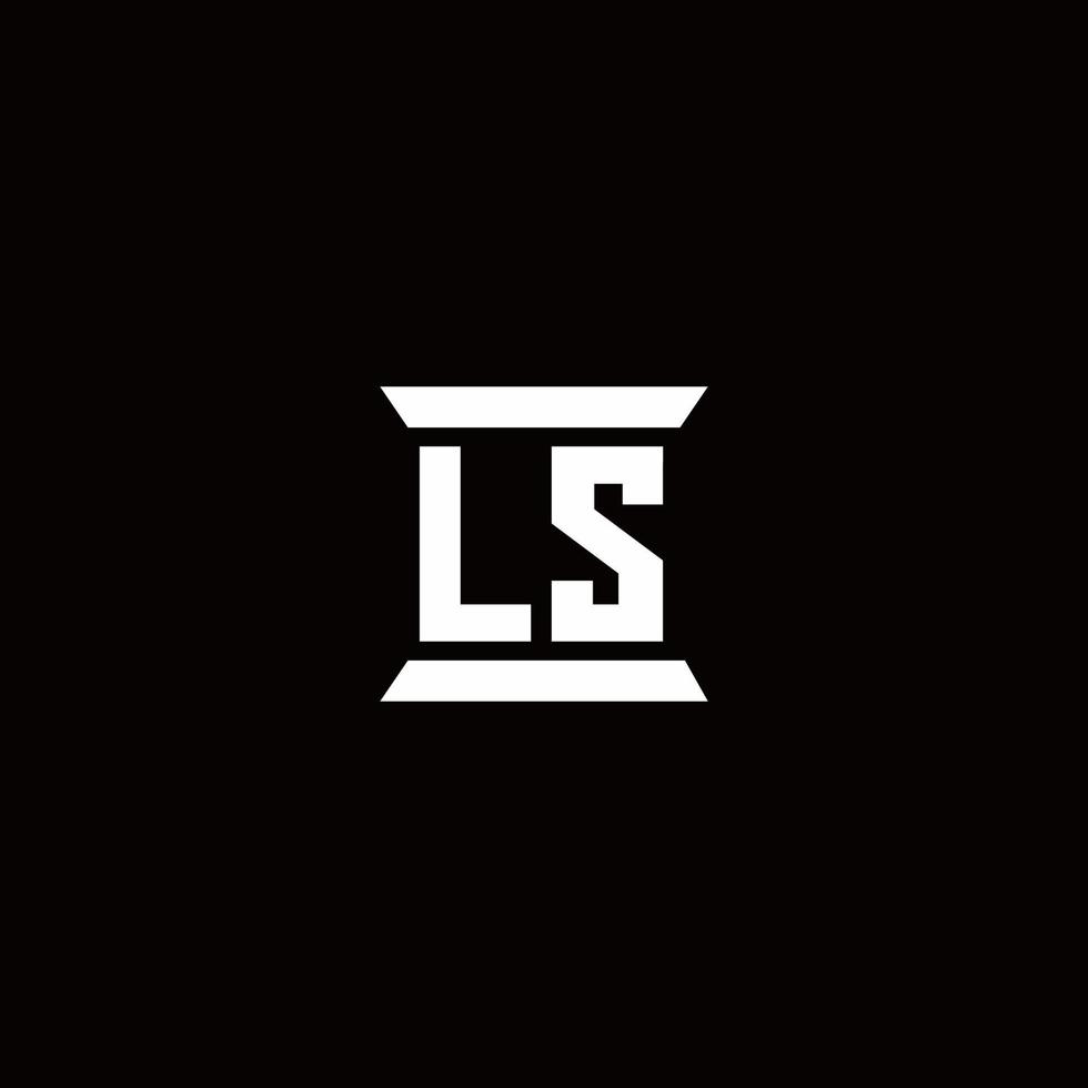 ls logo monogramma con modello di design a forma di pilastro vettore