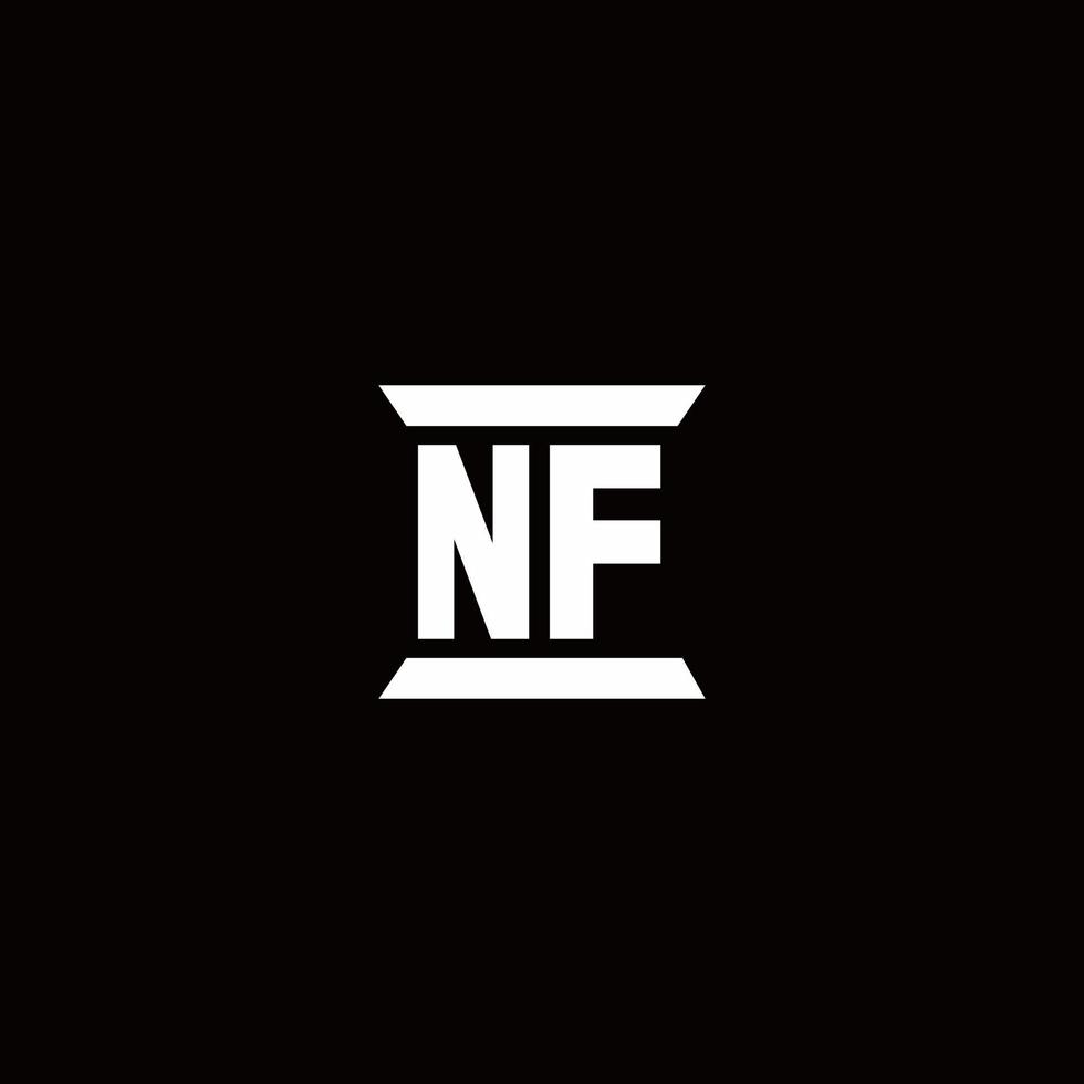 nf logo monogramma con modello di design a forma di pilastro vettore