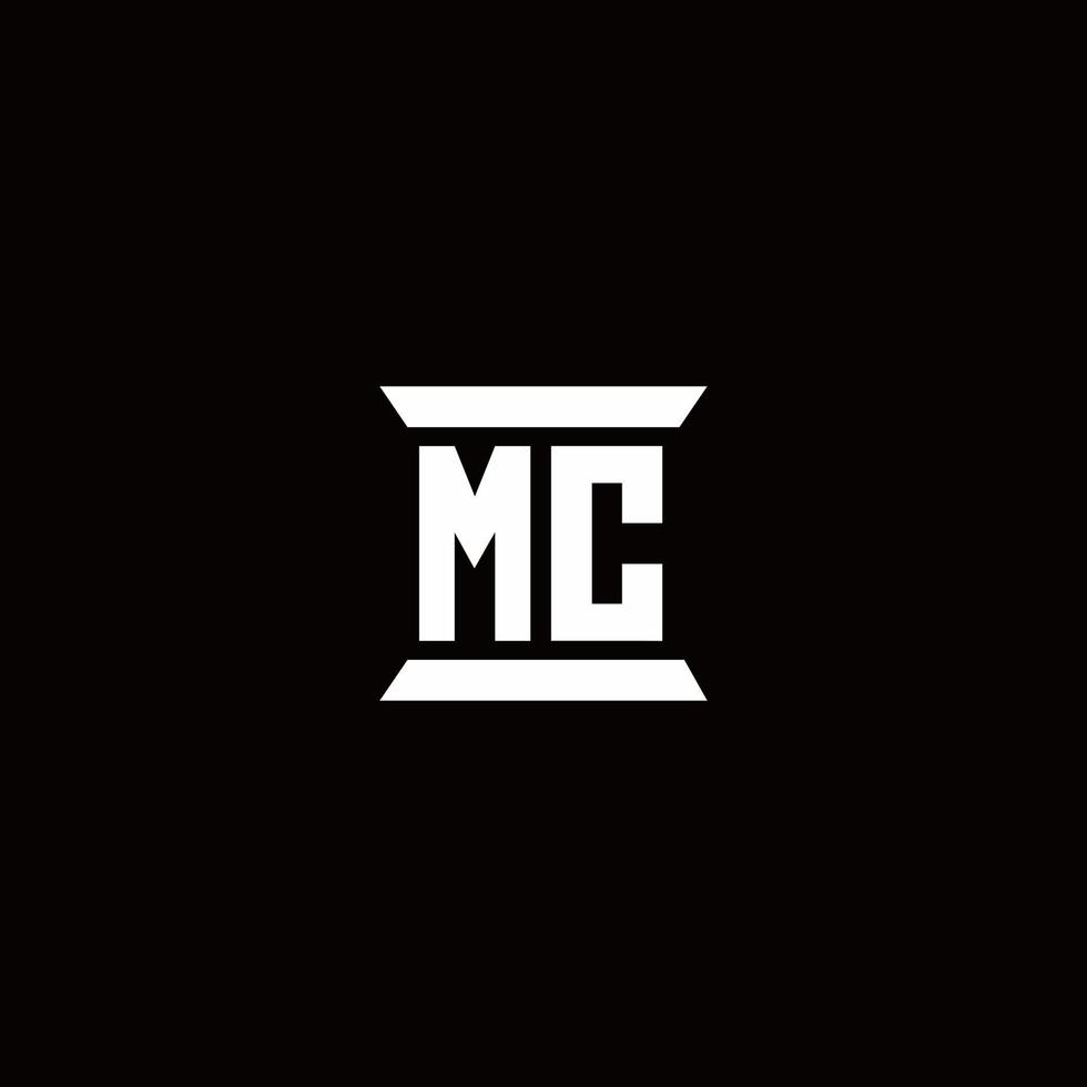 mc logo monogramma con modello di design a forma di pilastro vettore