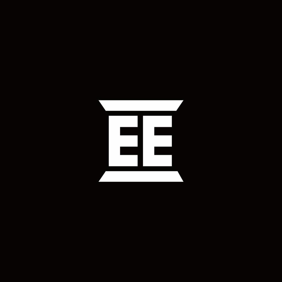 ee logo monogramma con modello di design a forma di pilastro vettore