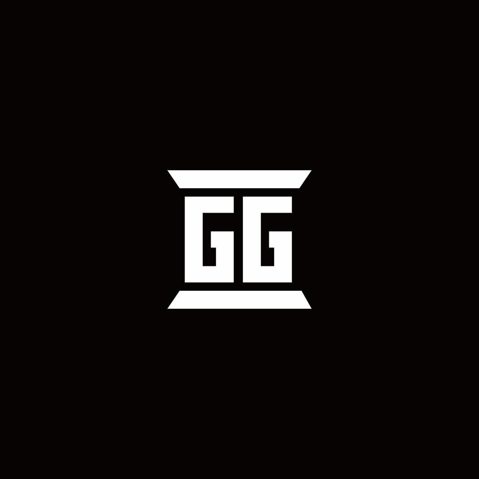 gg logo monogramma con modello di design a forma di pilastro vettore