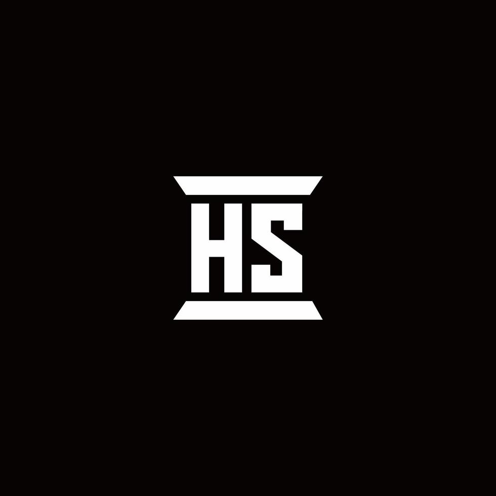 monogramma logo hs con modello di design a forma di pilastro vettore