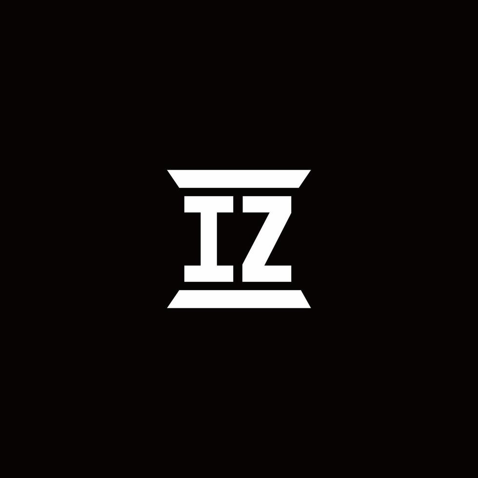 iz logo monogramma con modello di design a forma di pilastro vettore