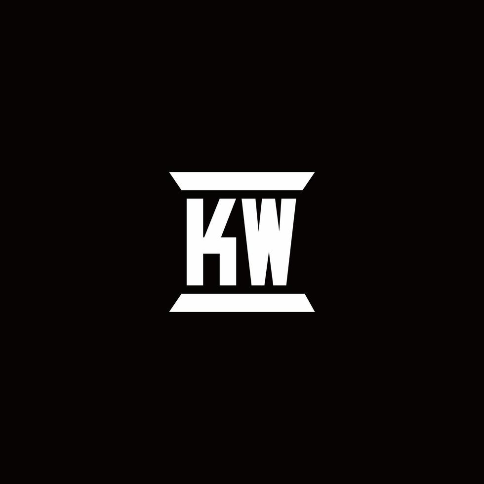 kw logo monogramma con modello di design a forma di pilastro vettore