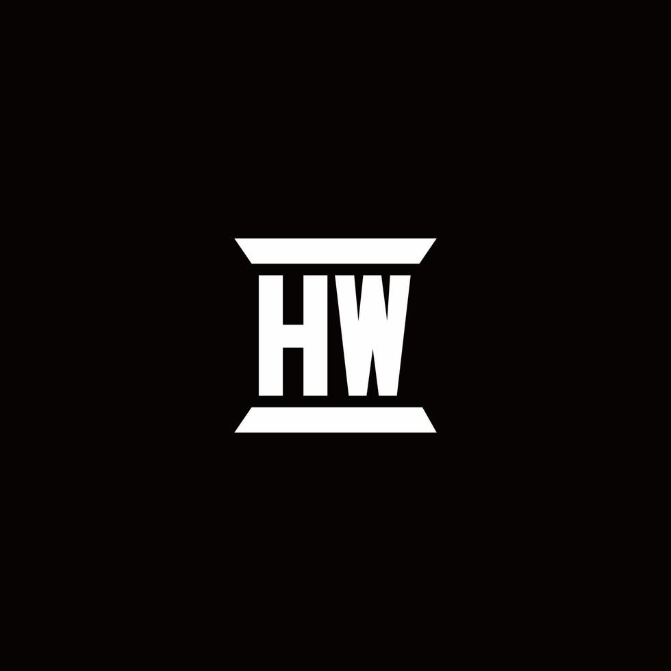 hw logo monogramma con modello di design a forma di pilastro vettore