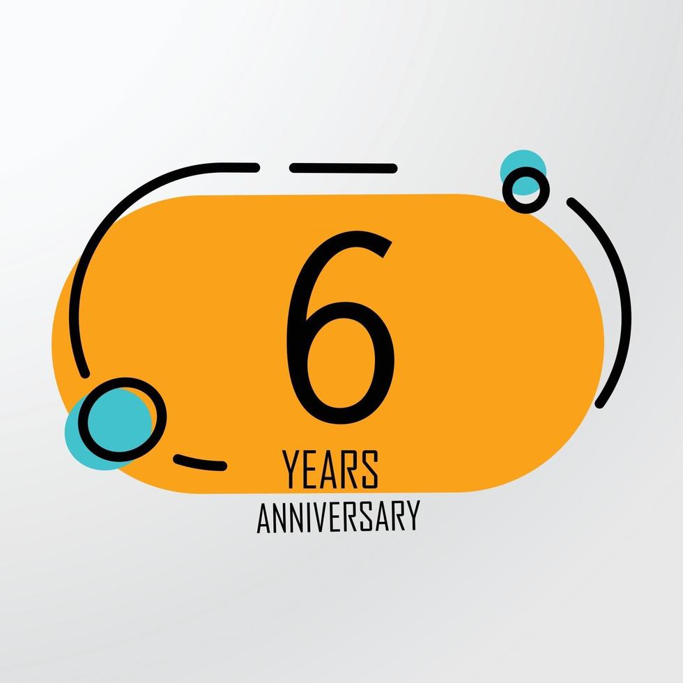 Illustrazione di progettazione del modello di vettore di celebrazione di anniversario di 6 anni