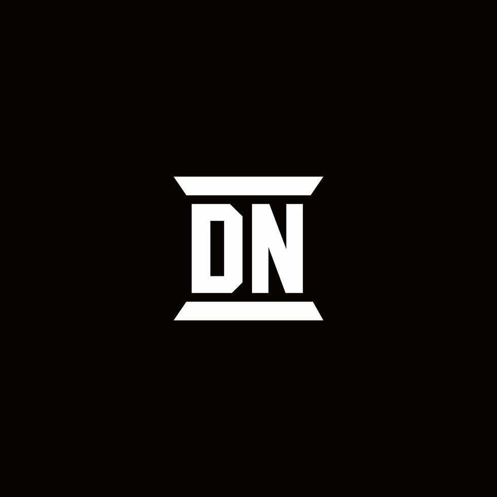 dn logo monogramma con modello di design a forma di pilastro vettore