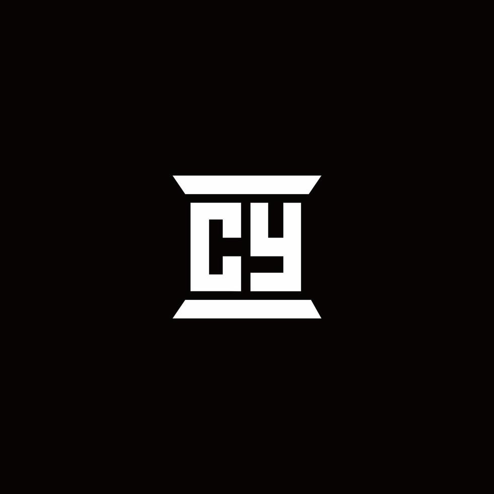cy logo monogramma con modello di design a forma di pilastro vettore