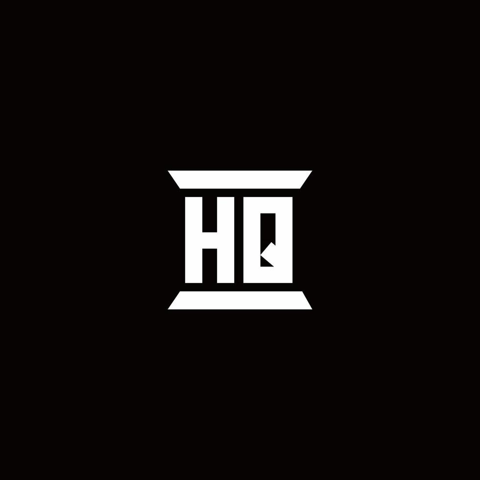 monogramma logo hq con modello di design a forma di pilastro vettore